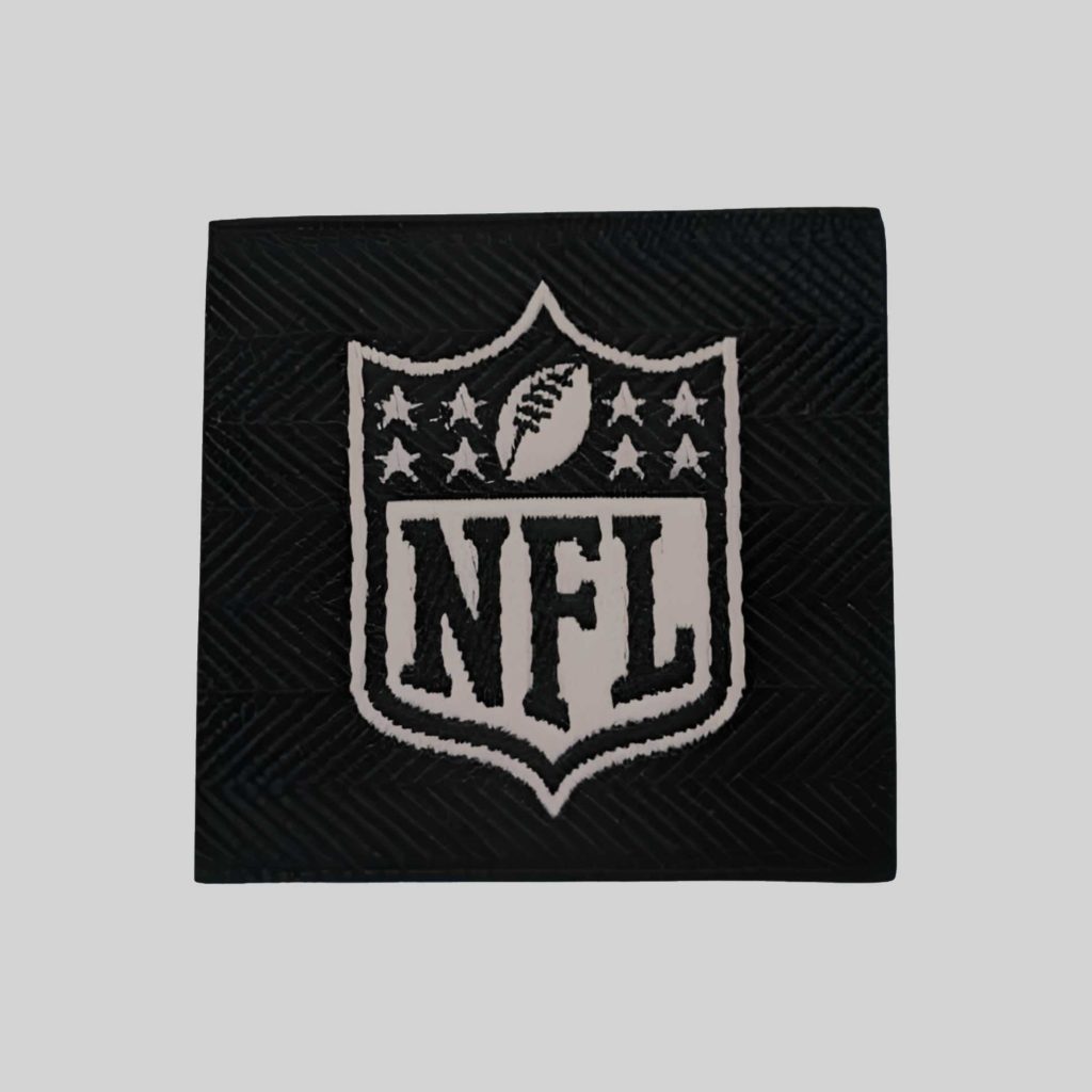 Black and white woven clothing label with custom design