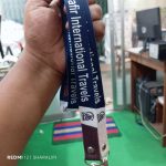 Plain 2 cm ribbon lanyard displayed flat on hand