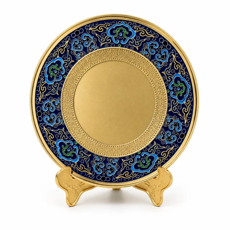 Premium round blue and gold custom award crest